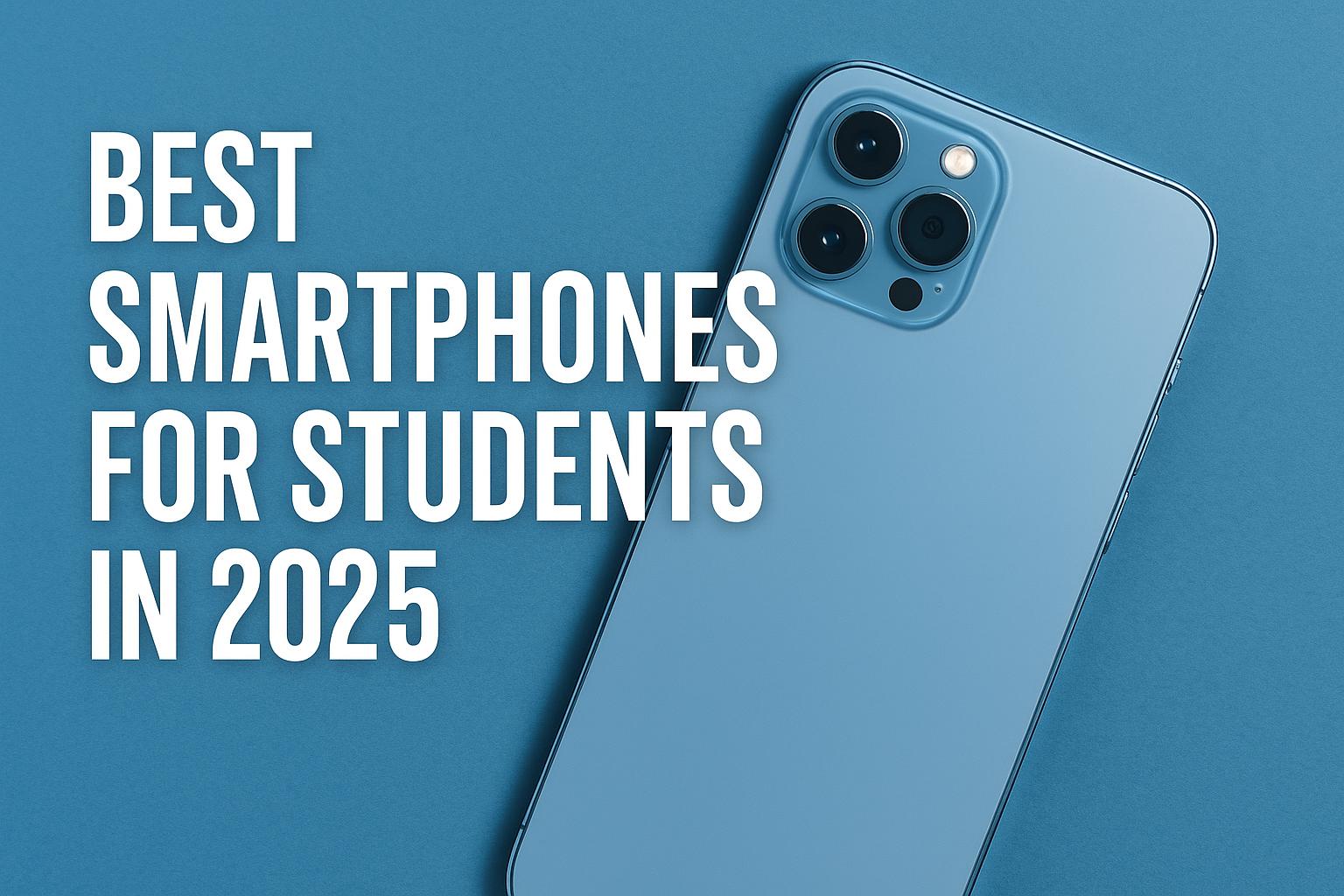 Blue smartphone with text overlay