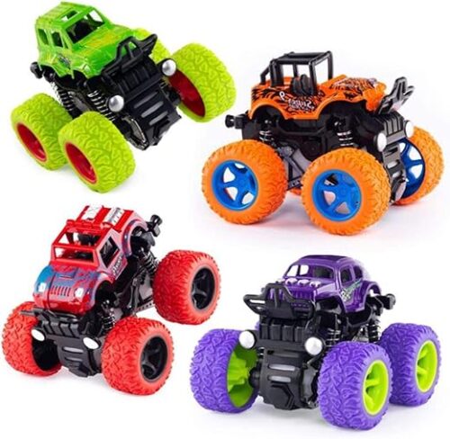 Monster Truck Toy Cars 4-Pack for Kids – Inertia & Friction Powered