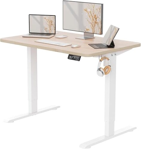 Height Adjustable Standing Desk – 100x60cm Light Beige