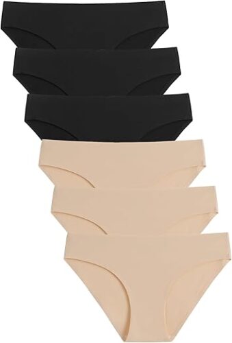 Caterlove Women’s Seamless No-Show Stretch Bikini Panties 6-Pack