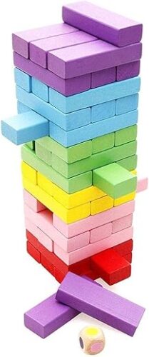 Colorful Wooden Tumbling Tower Blocks – Family Game & Educational Toy