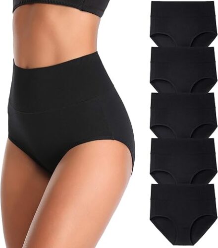 High Waist Cotton Briefs – Women’s Full Coverage Panties Multipack
