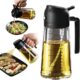 TrendPlain 16oz Olive Oil Dispenser Bottle for Kitchen – 2 in 1 Oil Dispenser and Oil Sprayer for Cooking, Air Fryer, Salad, 470ml Olive Oil Sprayer Black